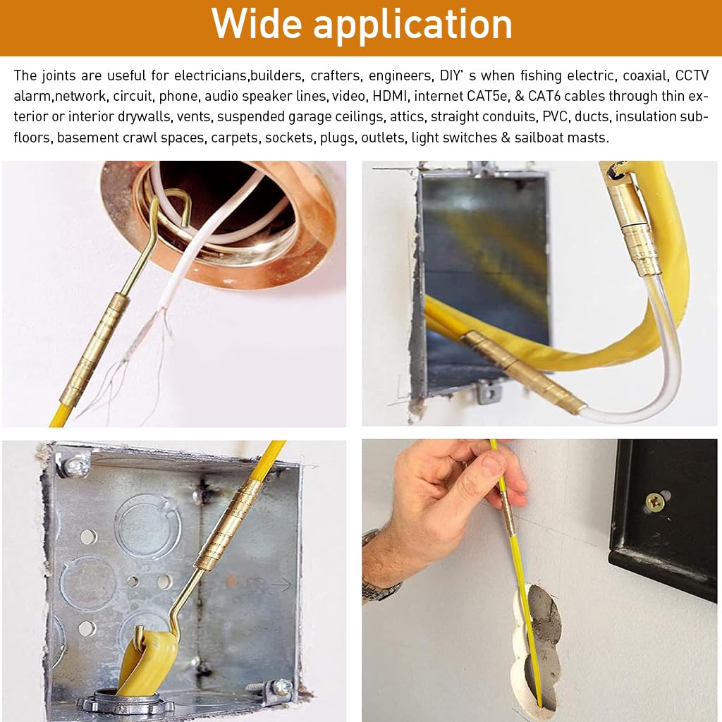 Serplex 22.8'' Fiberglass Fish Tape Kit 10Pcs Connectable Fiberglass Fish Tapes Fiber Optic Fish Tape Non-conductive Fiberglass Fish Tape Kit Installation Accessories Serplex 22.8'' Fiberglass Fish Tape Kit 10Pcs Connectable Fiberglass Fish Tapes Fiber Optic Fish Tape Non-conductive Fiberglass Fish Tape Kit Installation Accessories